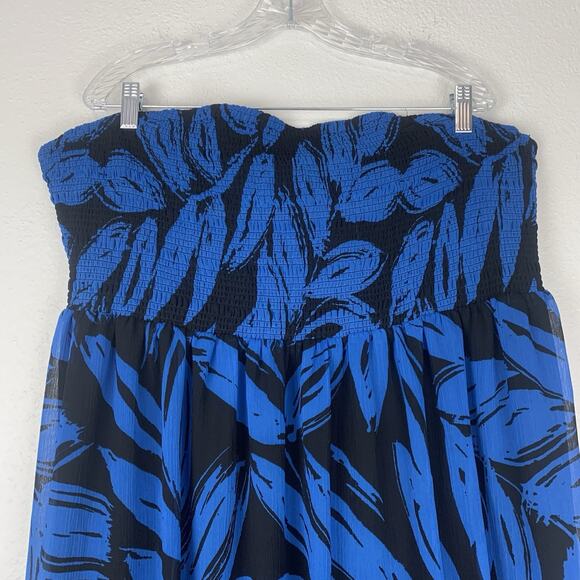 Lane Bryant Dress Womens 26/28 Maxi Strapless Spring Summer Smocked Flowy Long - Picture 2 of 11